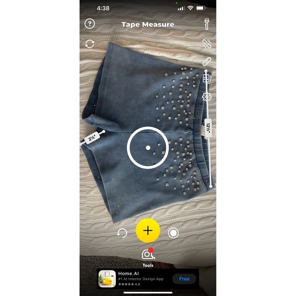 ZARA Blue Denim Rhinestone Embellished Ribbed Crop Top & Shorts Set L - Picture 8 of 9